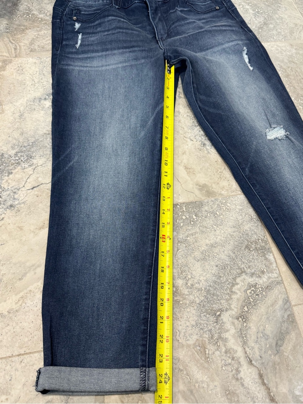 Democracy Dark Blue Distressed Ankle Jeans - Picture 6 of 8